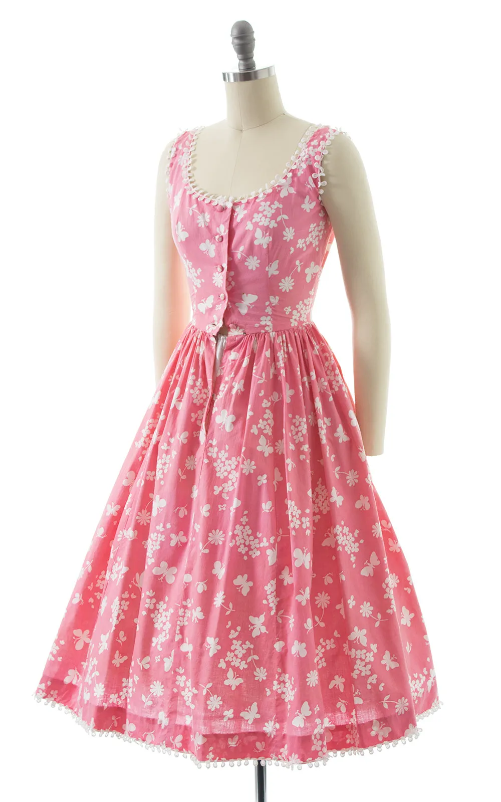 1950s Lanz Butterfly Floral Novelty Print Sundress | xx-small
