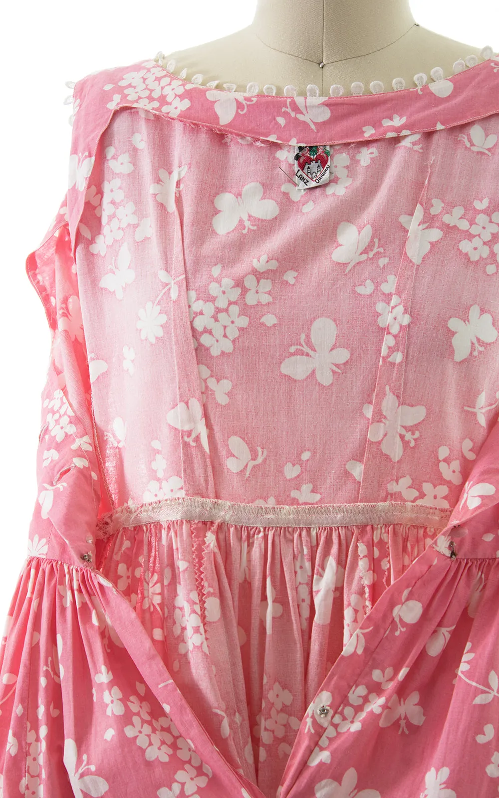 1950s Lanz Butterfly Floral Novelty Print Sundress | xx-small