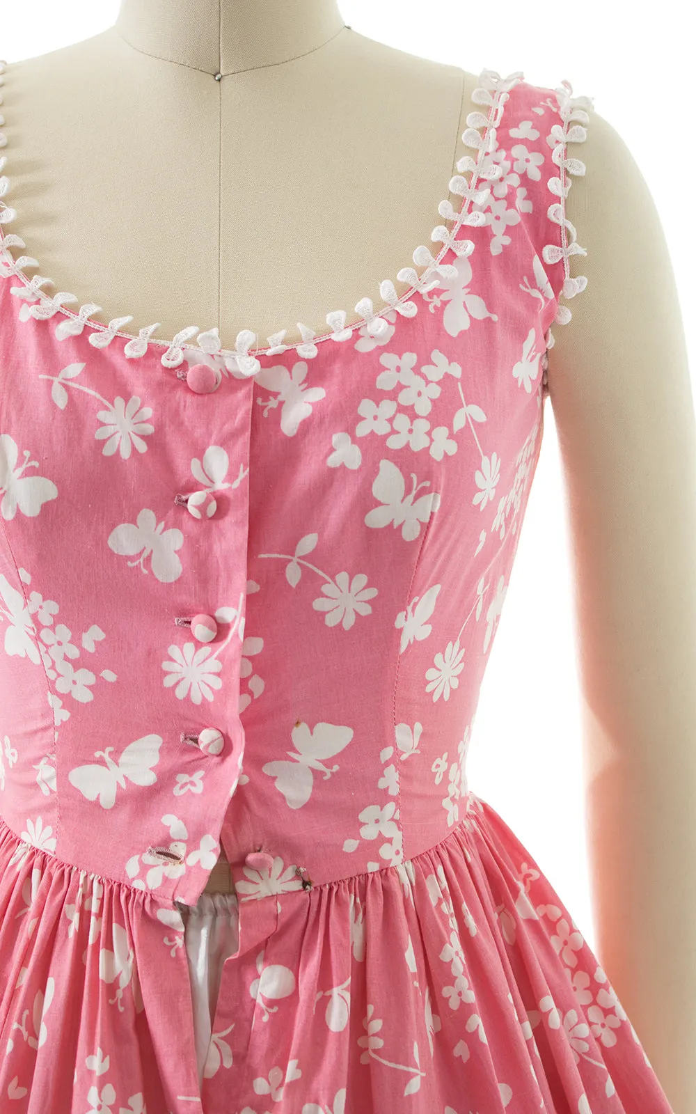 1950s Lanz Butterfly Floral Novelty Print Sundress | xx-small
