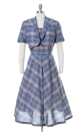 1950s Plaid Cotton Sundress & Bolero Set | medium