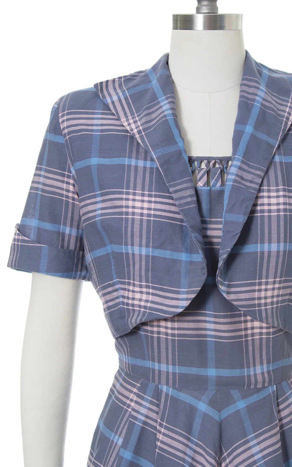 1950s Plaid Cotton Sundress & Bolero Set | medium