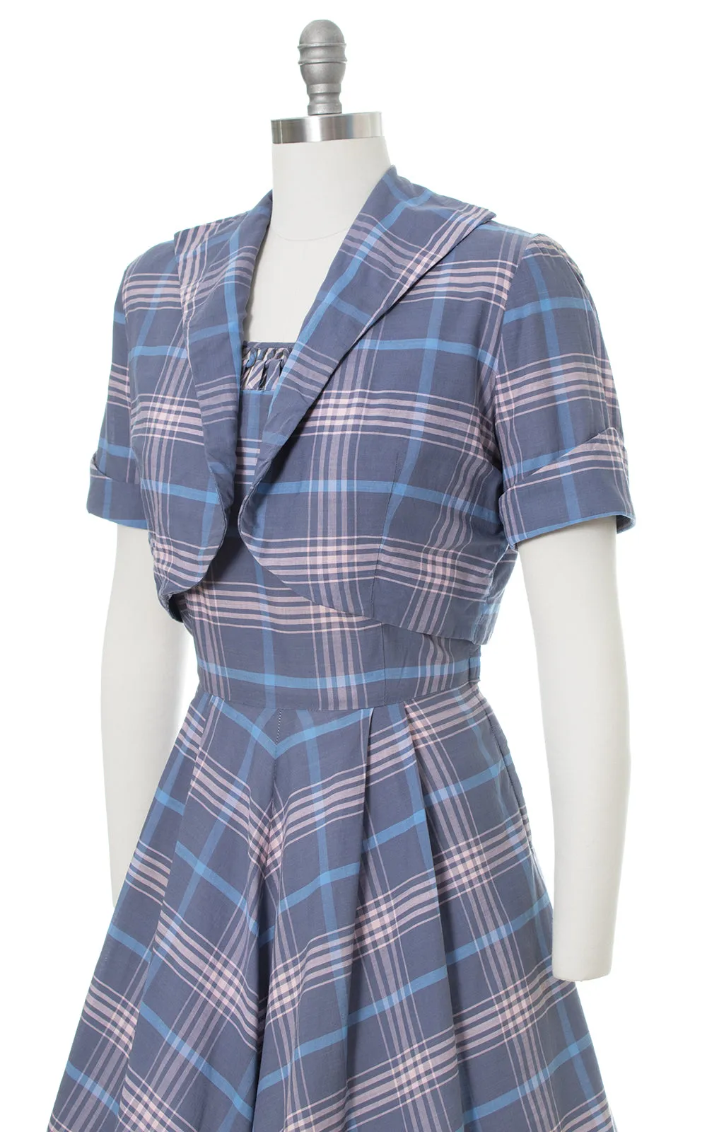 1950s Plaid Cotton Sundress & Bolero Set | medium