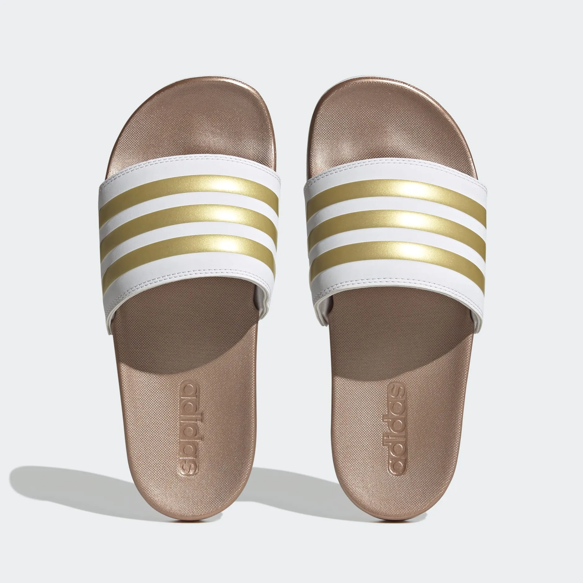 ADILETTE COMFORT SLIDES - Cloud White / Cloud White / Matte Gold
