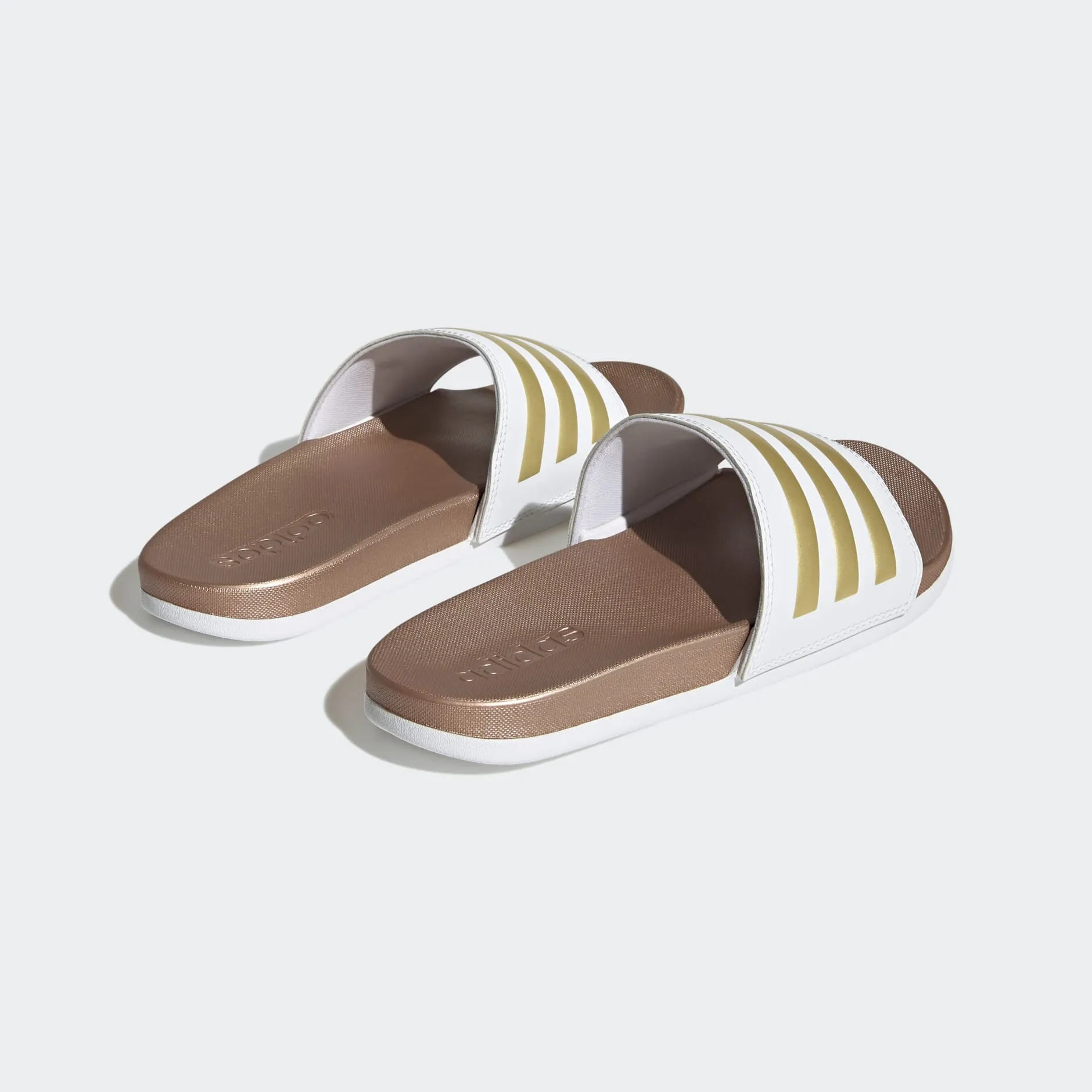 ADILETTE COMFORT SLIDES - Cloud White / Cloud White / Matte Gold