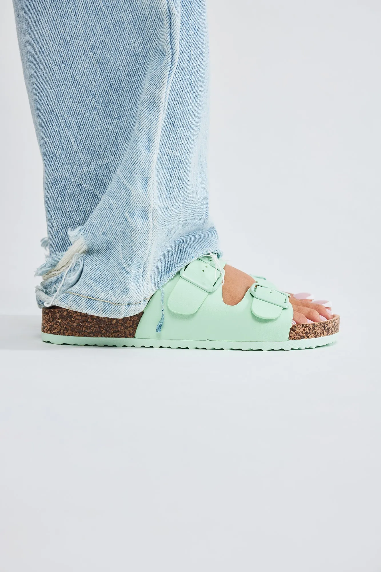 Amozae-Adriana Buckle Slides - Mint