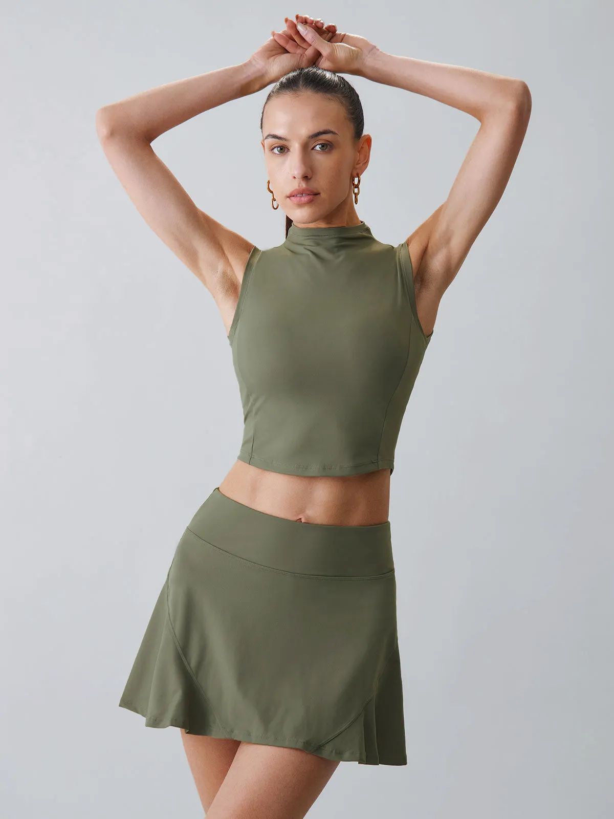 Army Green A-Line Sports Skirt