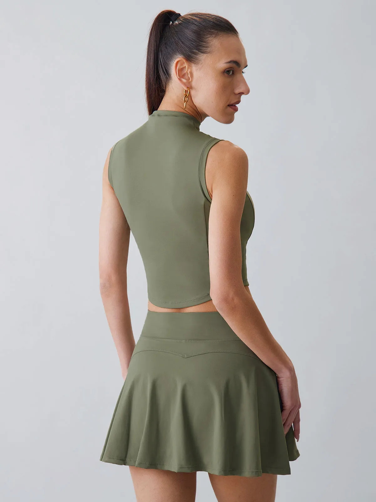 Army Green A-Line Sports Skirt