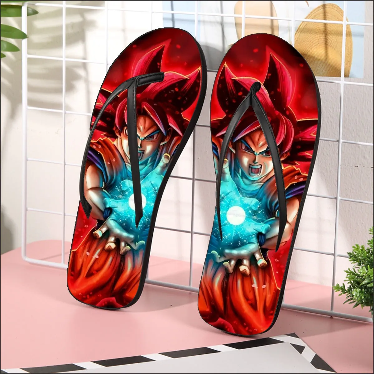 Awesome Red Hair Goku DBZ Flip Flops