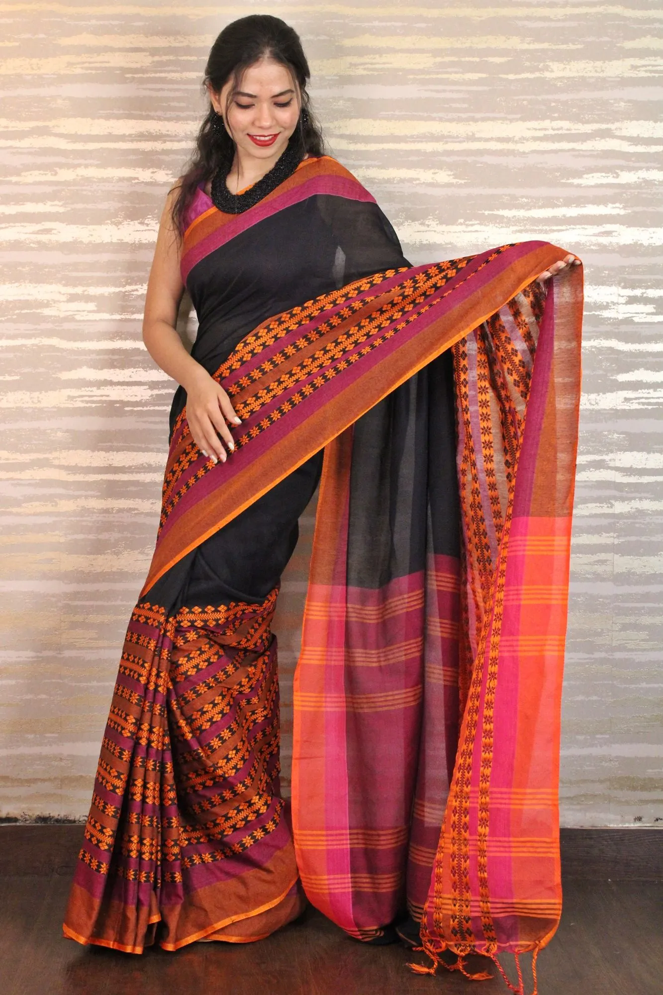 Begampuri woven wrap in 1 minute saree