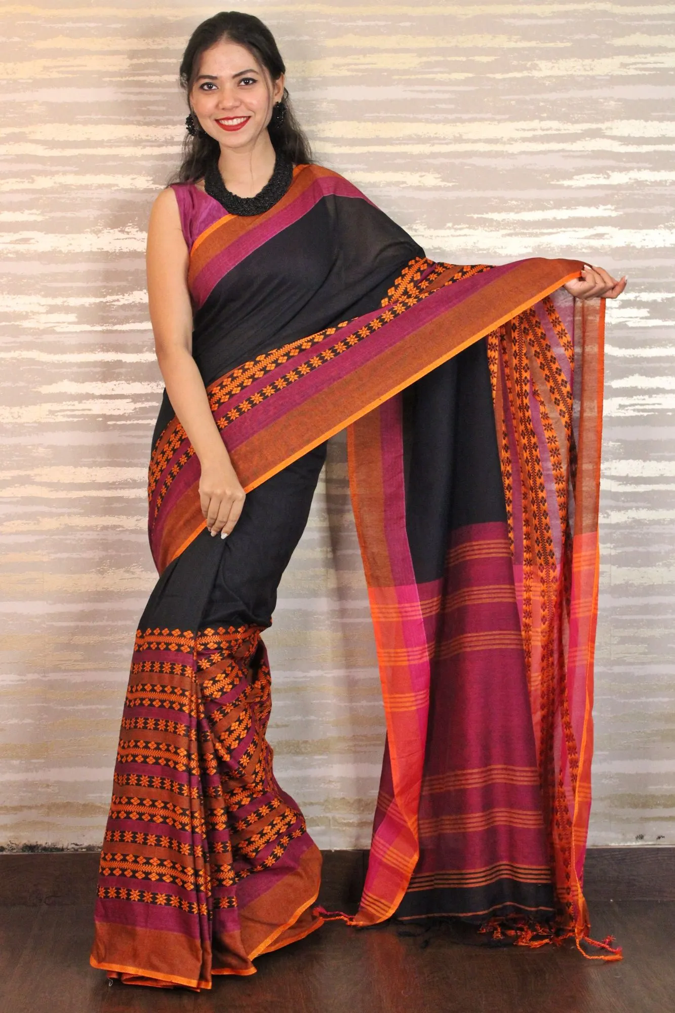 Begampuri woven wrap in 1 minute saree