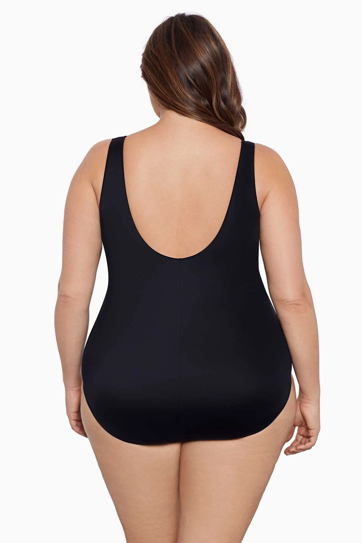 Block It Up Plus Size Long Torso 8 Overlay Fan Tank One Piece