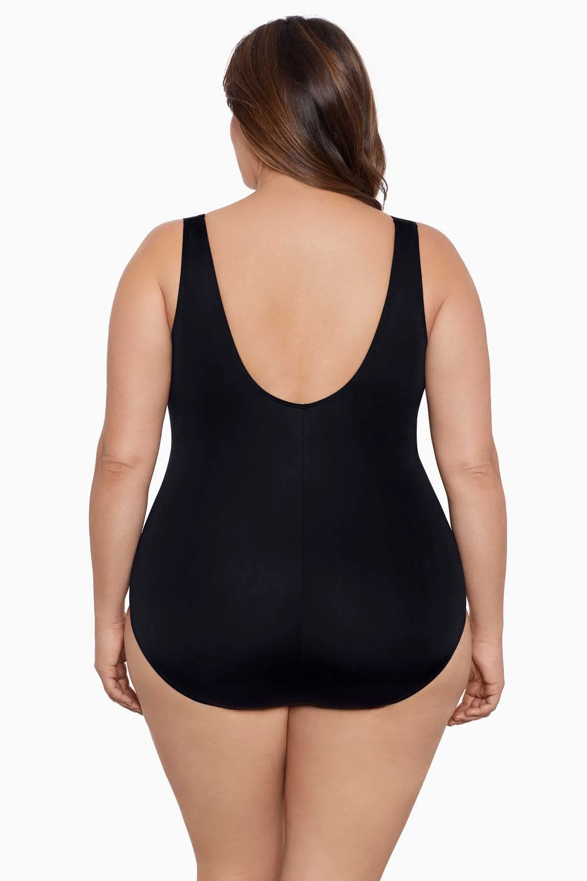 Block It Up Plus Size Long Torso 8 Overlay Fan Tank One Piece