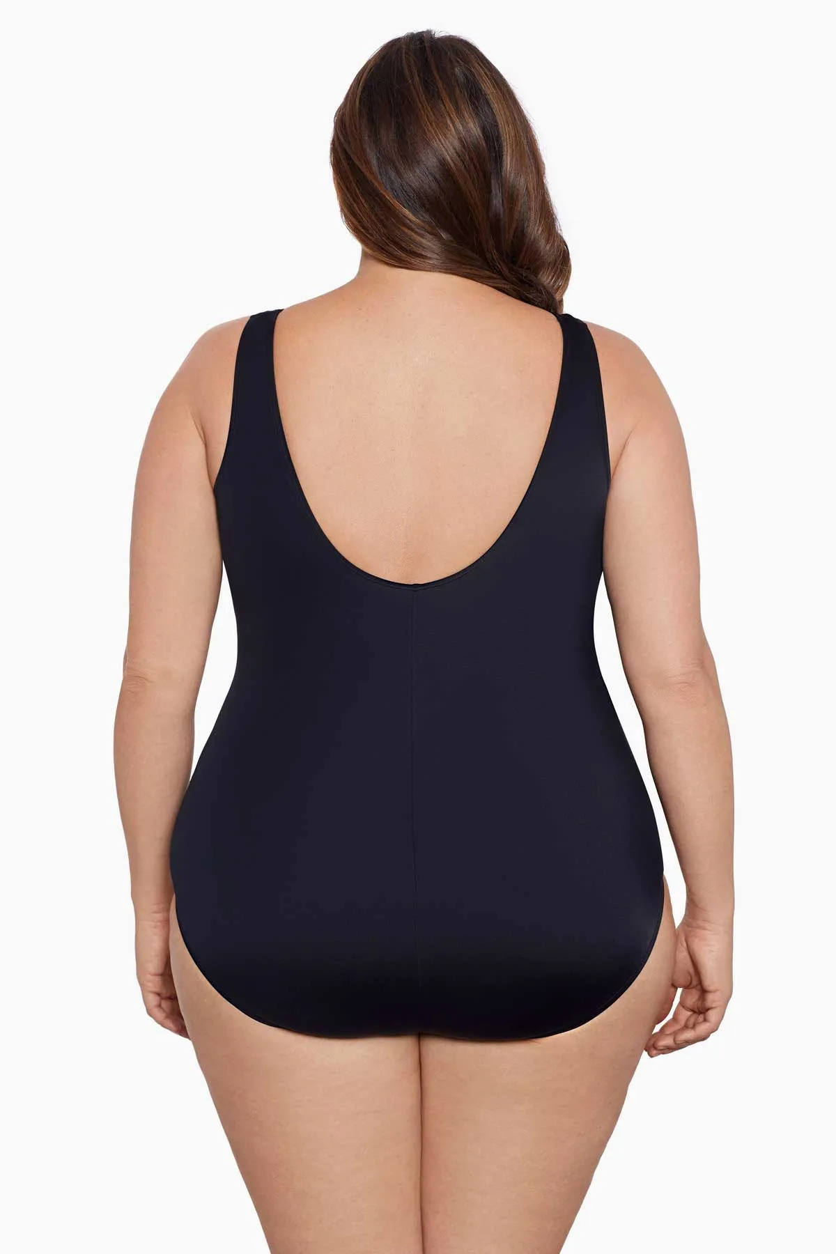 Block It Up Plus Size Long Torso 8 Overlay Fan Tank One Piece