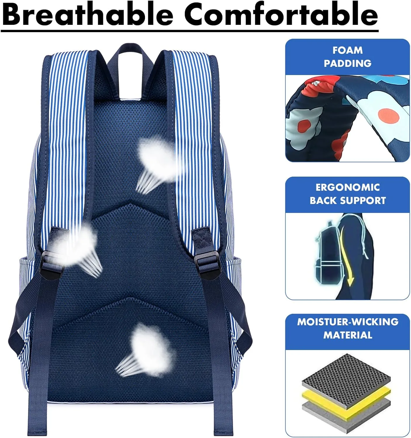 Bluboon School Backpack Set Girls Womens Laptop Bookbag Casual Daypack Fits 15 inch Laptop with Lunch Tote Bag and Pencil Bag