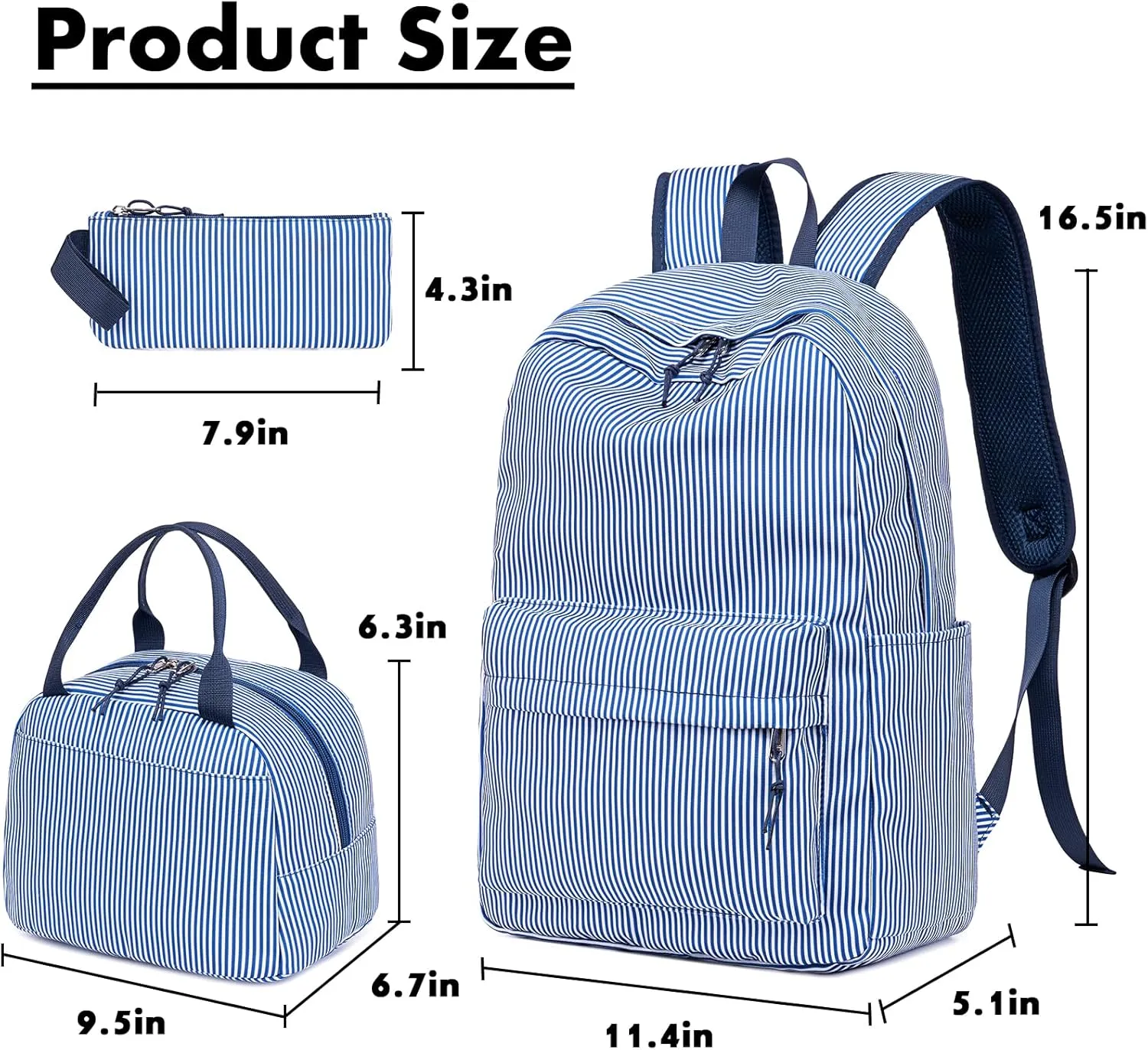 Bluboon School Backpack Set Girls Womens Laptop Bookbag Casual Daypack Fits 15 inch Laptop with Lunch Tote Bag and Pencil Bag