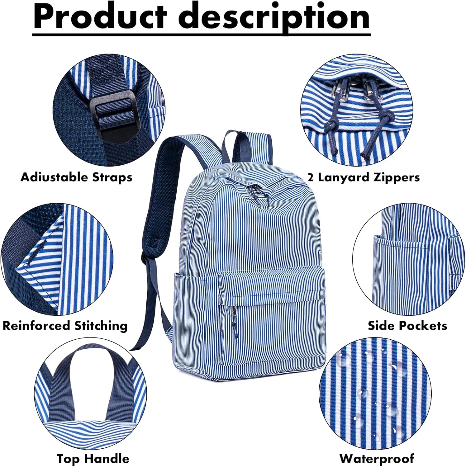 Bluboon School Backpack Set Girls Womens Laptop Bookbag Casual Daypack Fits 15 inch Laptop with Lunch Tote Bag and Pencil Bag