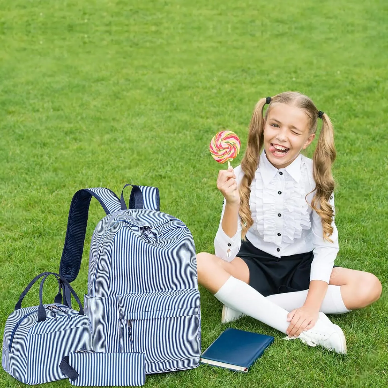 Bluboon School Backpack Set Girls Womens Laptop Bookbag Casual Daypack Fits 15 inch Laptop with Lunch Tote Bag and Pencil Bag