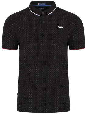 Brushwood Polkadot Polo Shirt in Black - Le Shark