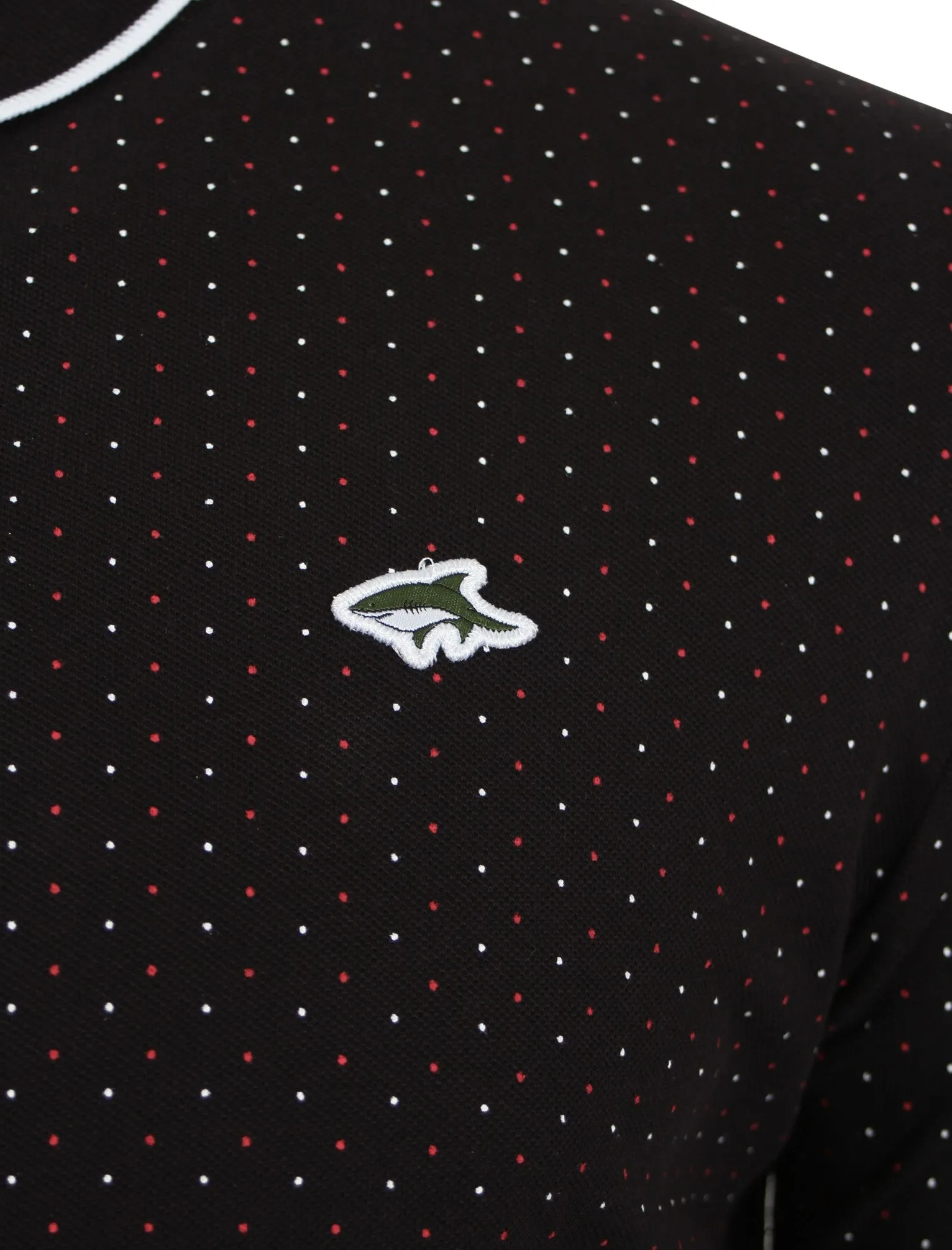 Brushwood Polkadot Polo Shirt in Black - Le Shark