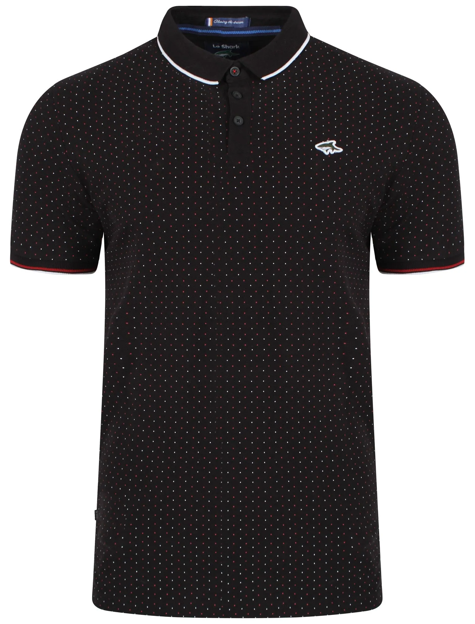 Brushwood Polkadot Polo Shirt in Black - Le Shark