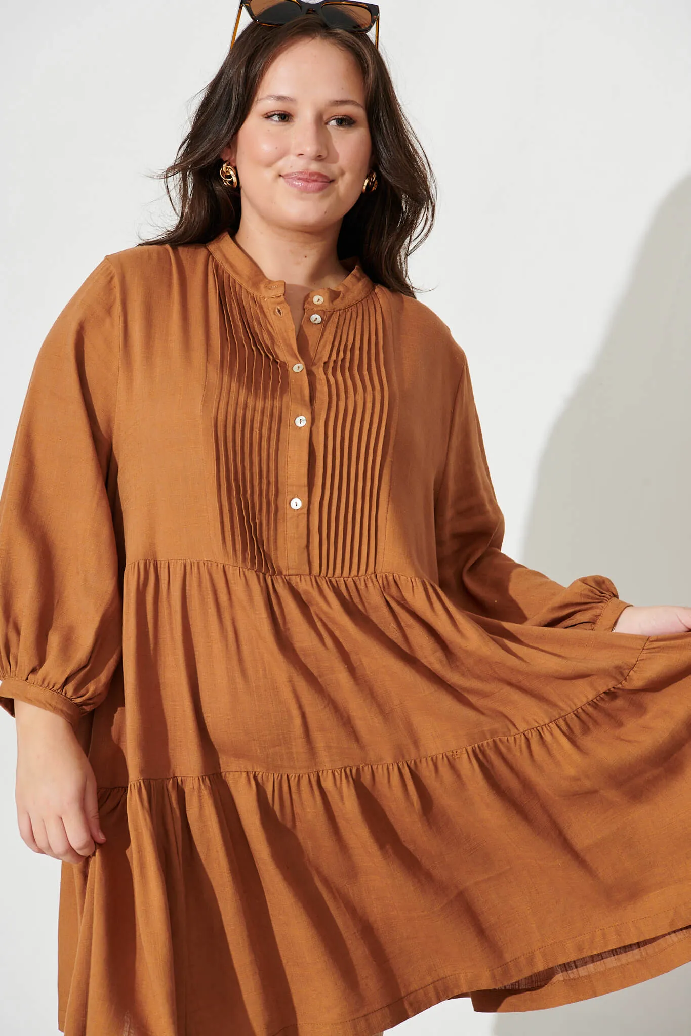 Caramel Brown Flowy Dress