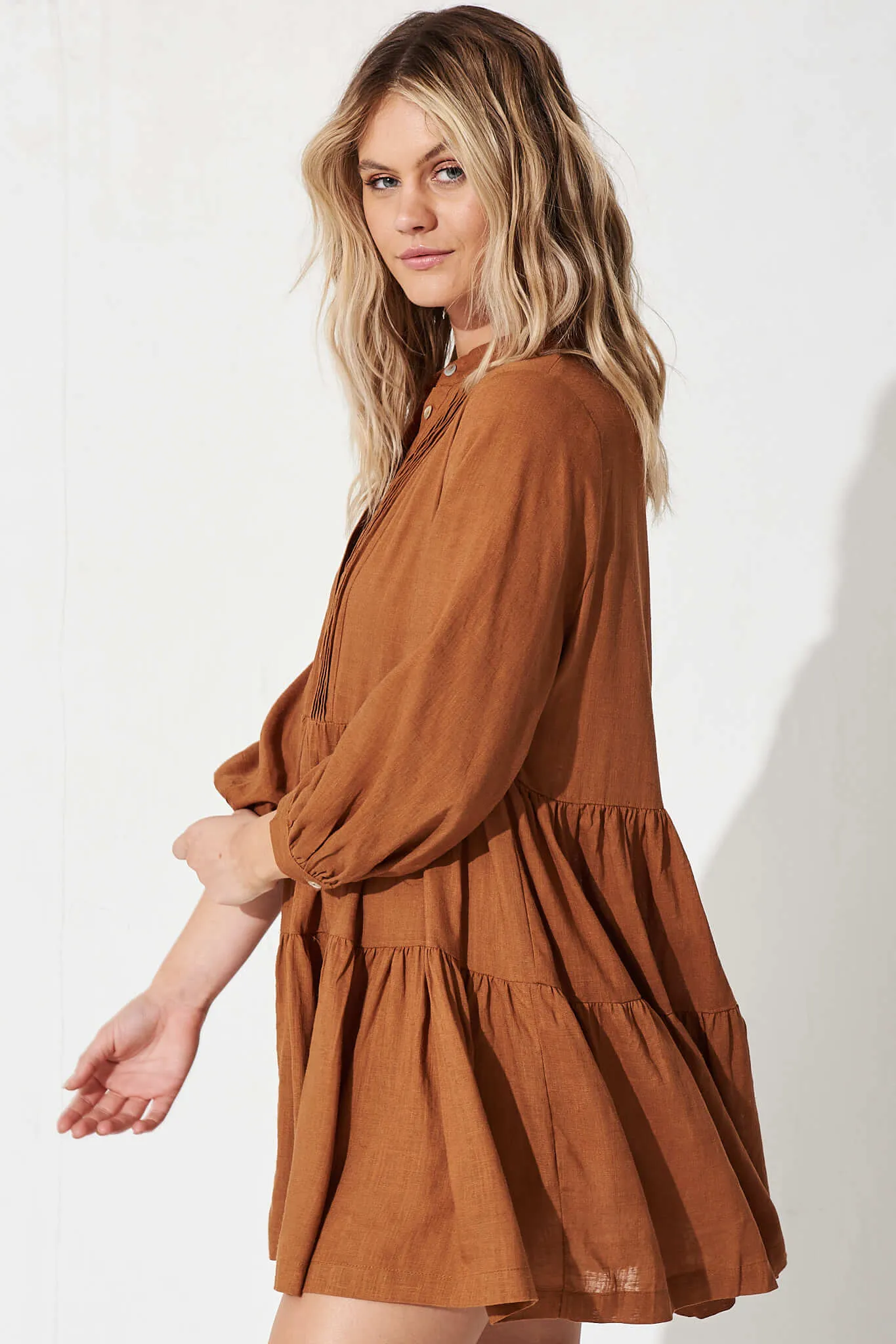 Caramel Brown Flowy Dress
