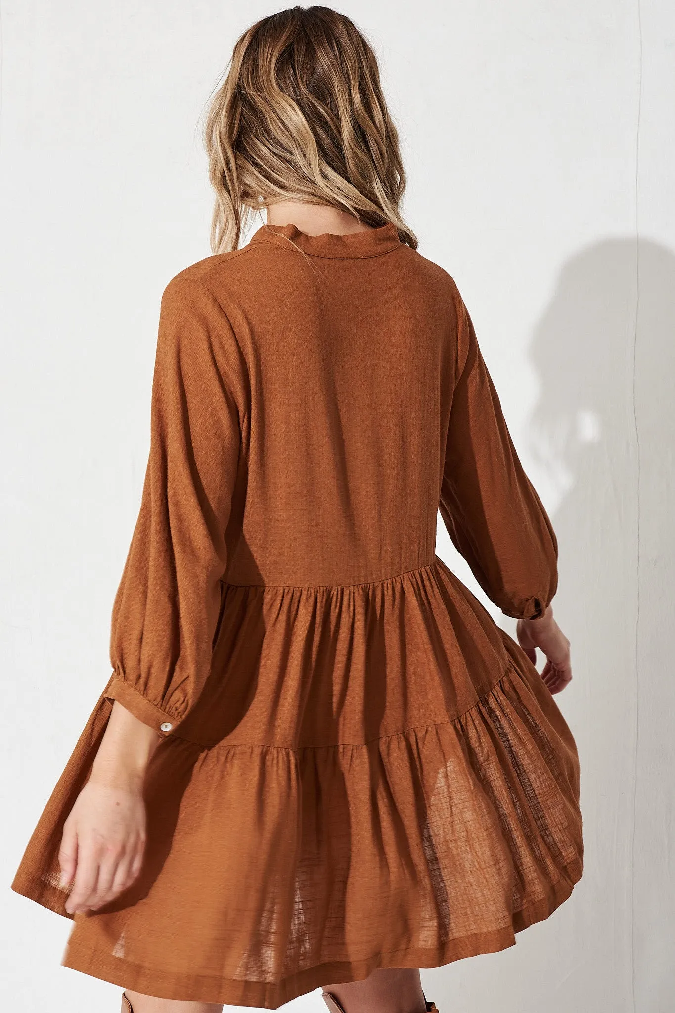 Caramel Brown Flowy Dress