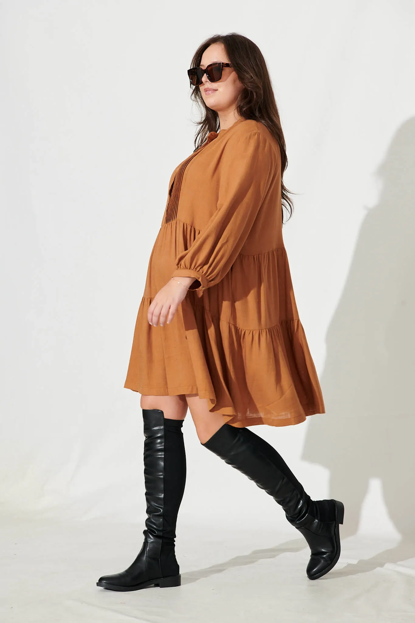 Caramel Brown Flowy Dress