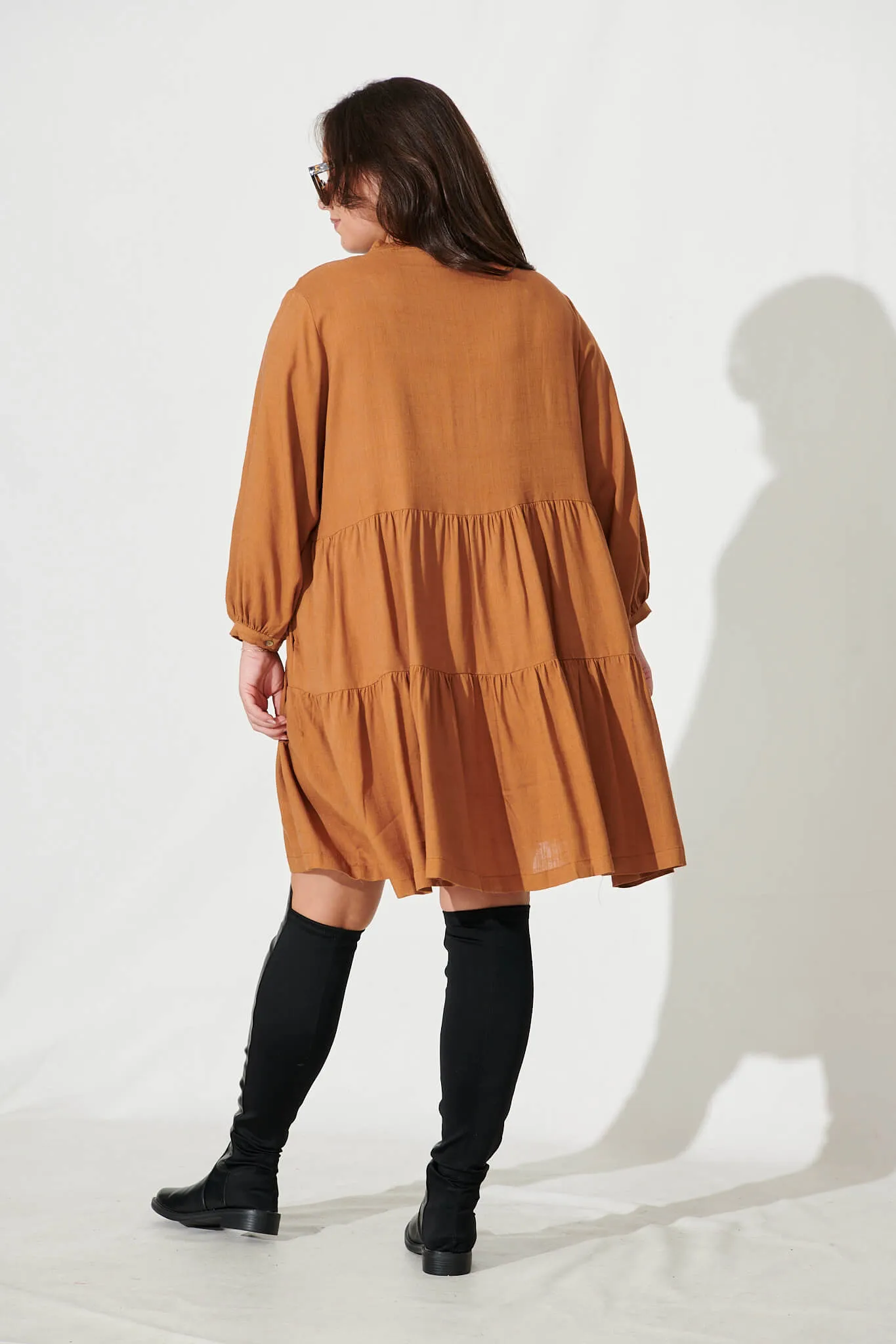 Caramel Brown Flowy Dress