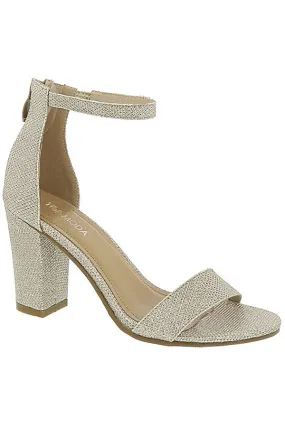 Champagne Patent Open Toe Ankle Strap Casual High Heels