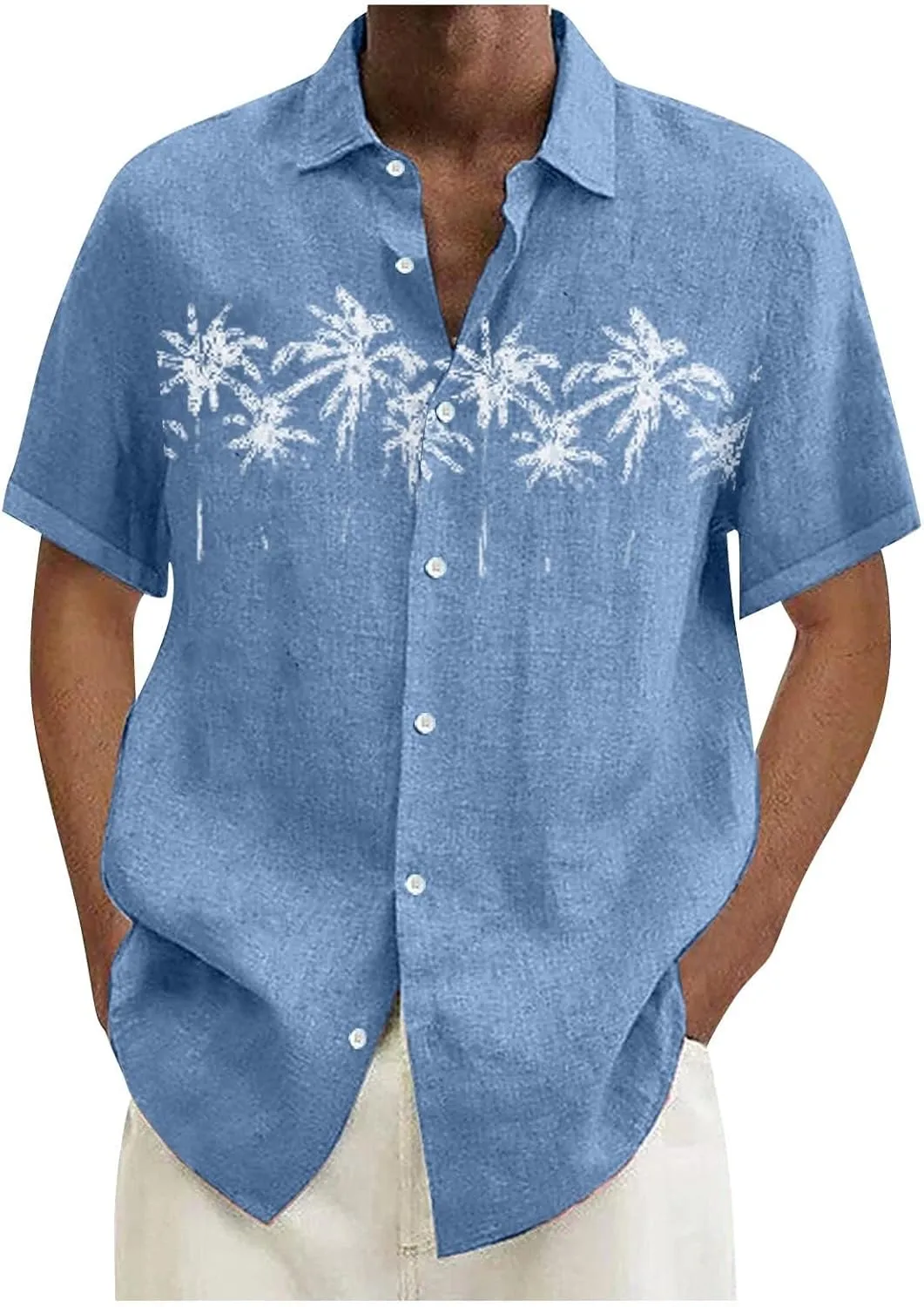 Comfortable T-Shirt Printing Buckle Lapel Short Sleeve Shirt Top Soft and Comfortable T-Shirts for Men Men's