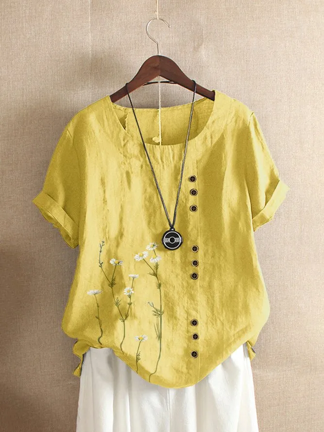 Crew Neck Short Sleeve Casual Shift Top