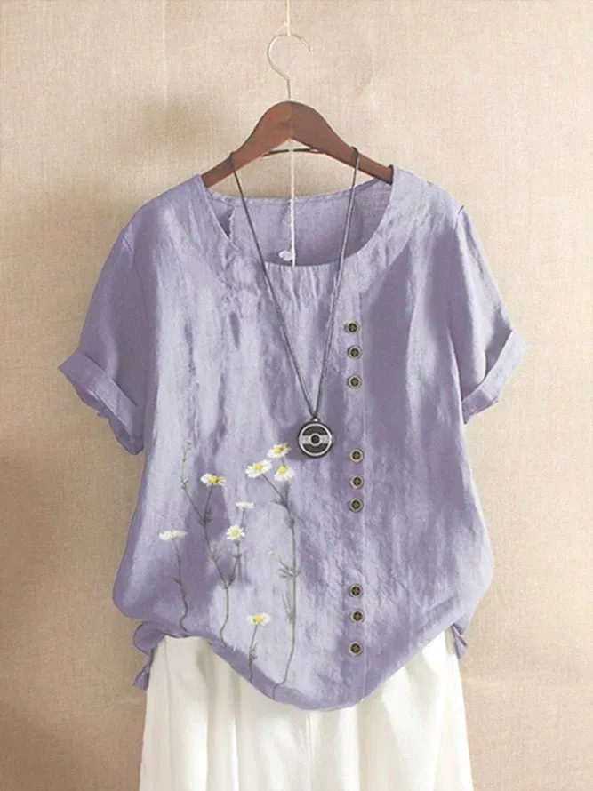Crew Neck Short Sleeve Casual Shift Top