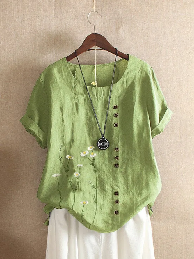 Crew Neck Short Sleeve Casual Shift Top
