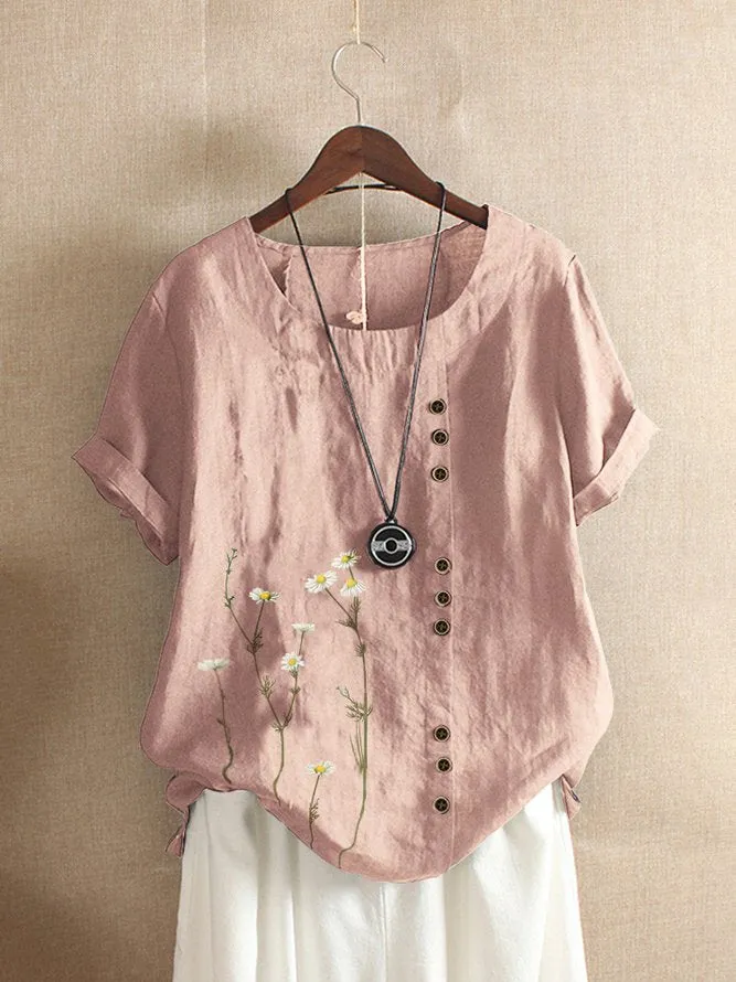 Crew Neck Short Sleeve Casual Shift Top