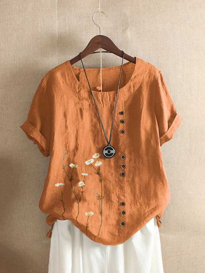 Crew Neck Short Sleeve Casual Shift Top