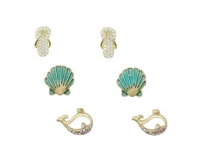 Crystal Seaside Trio Earrings