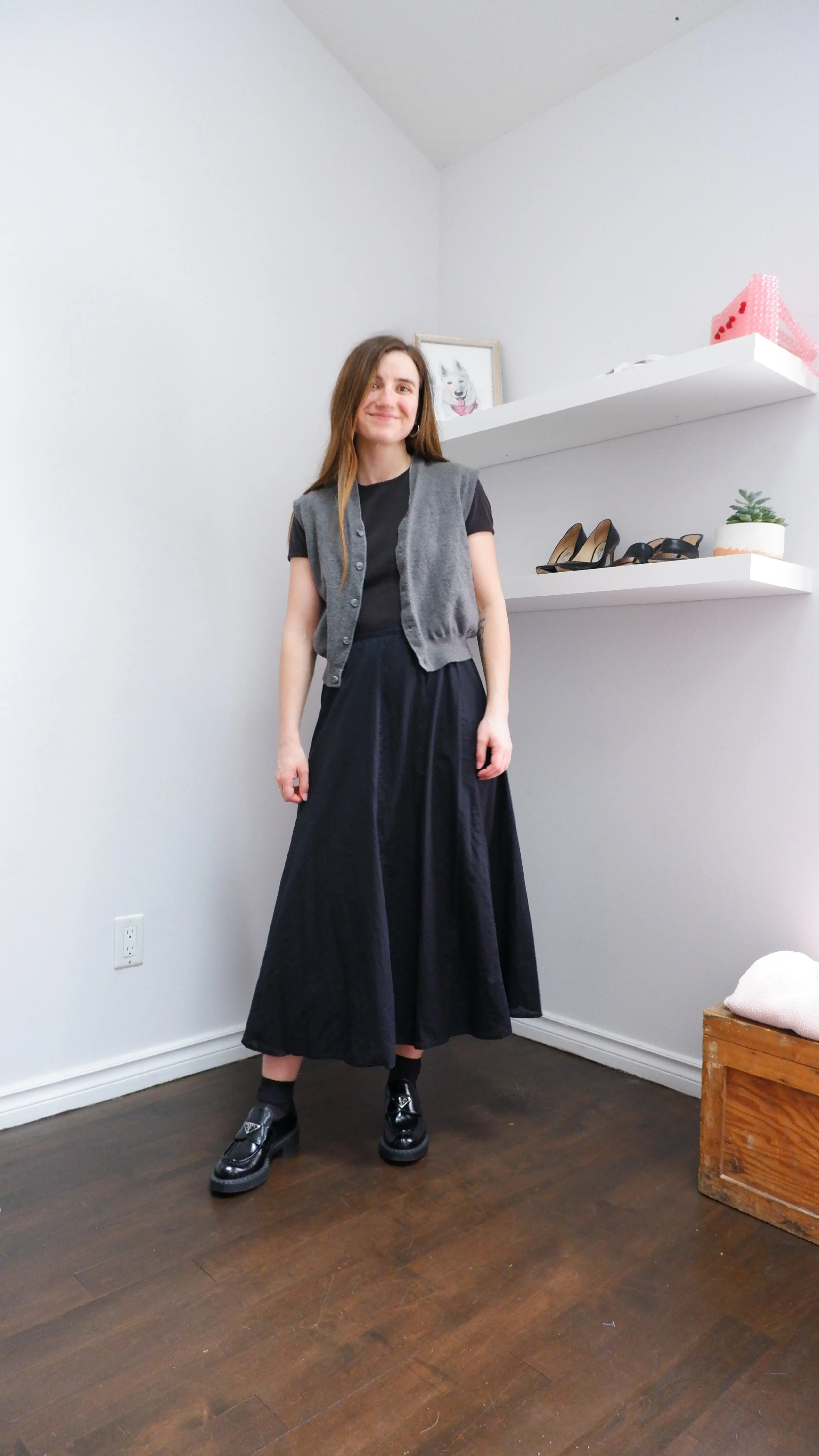 Dana Buchman Flowy Black Midi Skirt - 6