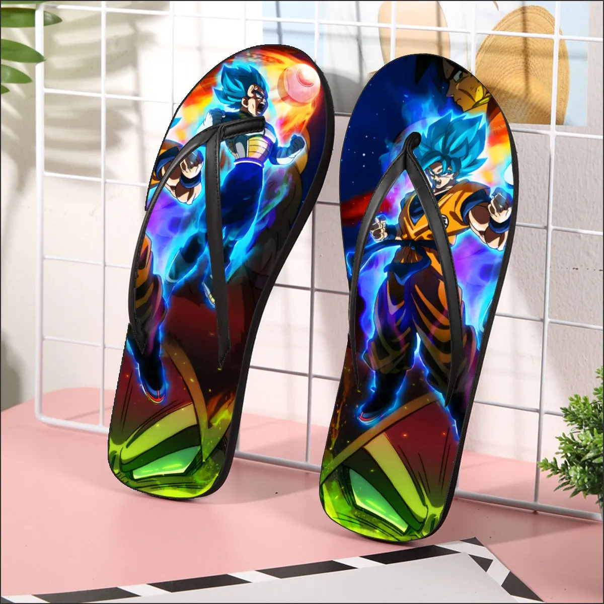 DBZ Legendary Broly Son Goku Vegeta Super Saiyan Blue Flip Flops