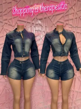 Denim Jacket & Shorts