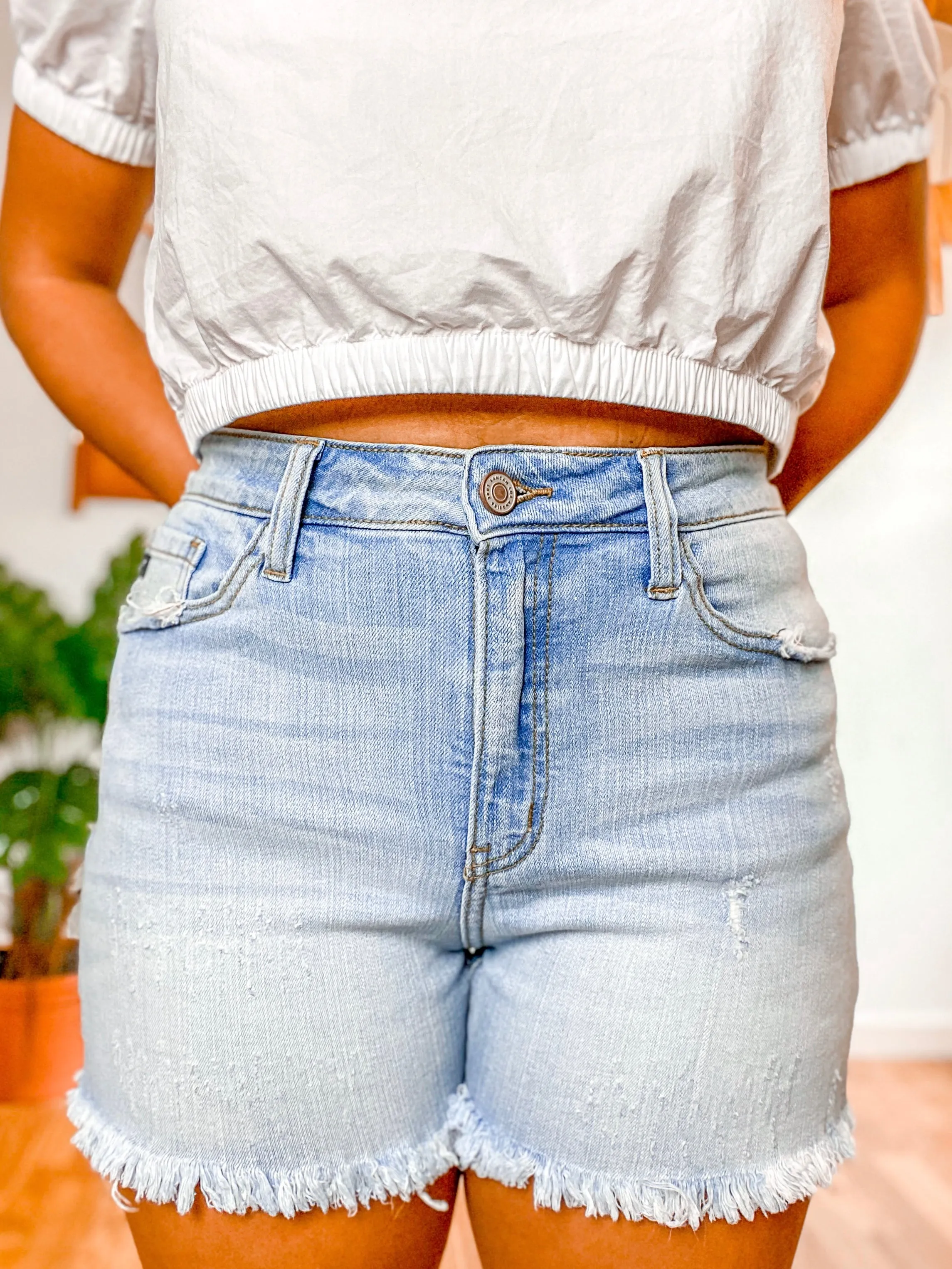 Distressed Denim Shorts