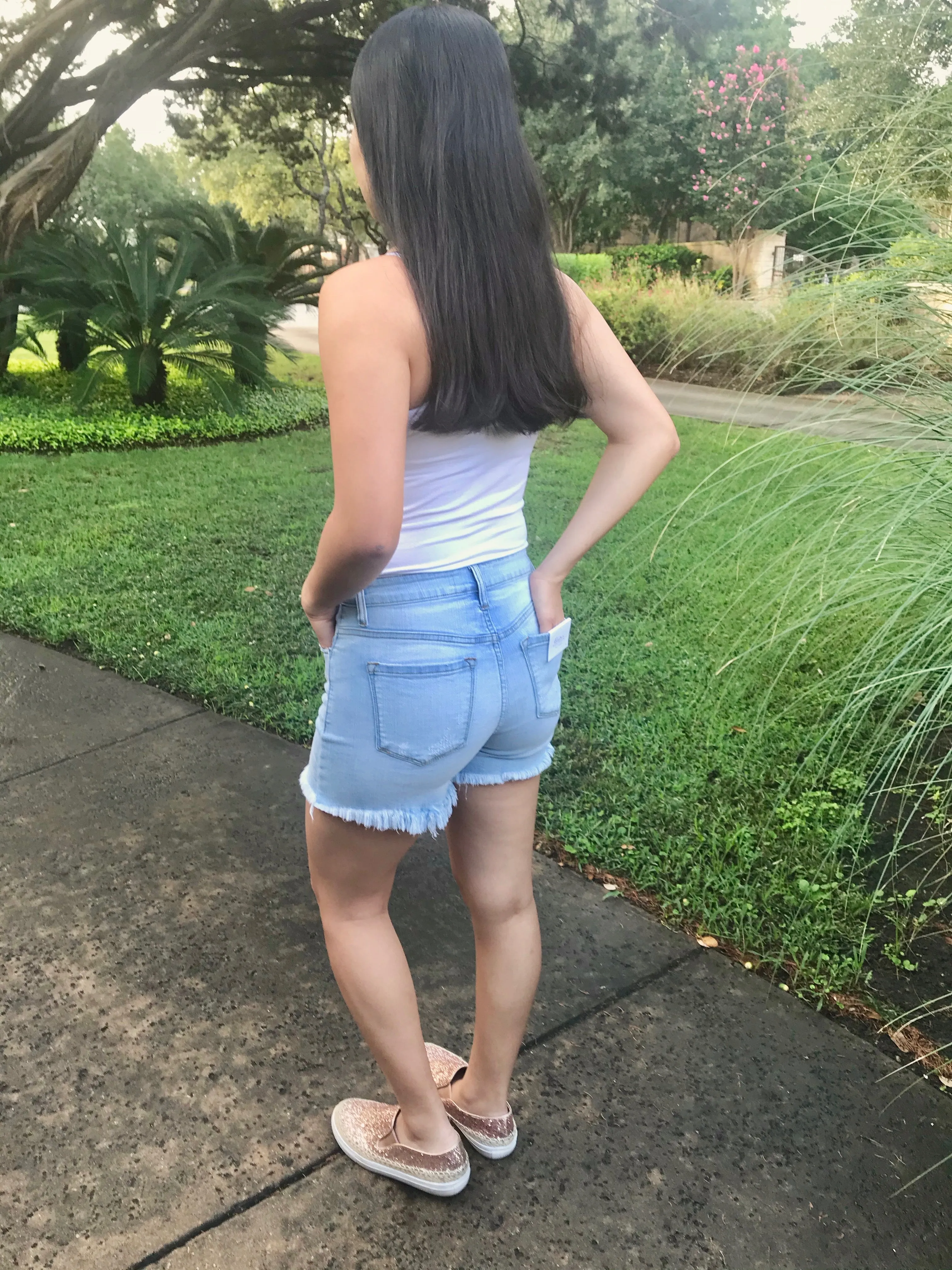 Distressed Denim Shorts