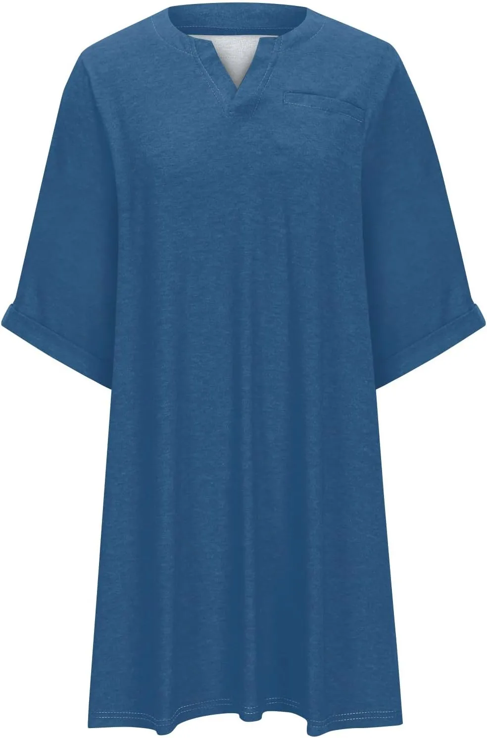 Dresses for Women 2024 Plus Szie 3/4 Length Sleeve Shirt Dress Trendy Loose Fit V Neck Sundress Casual Beach Dress