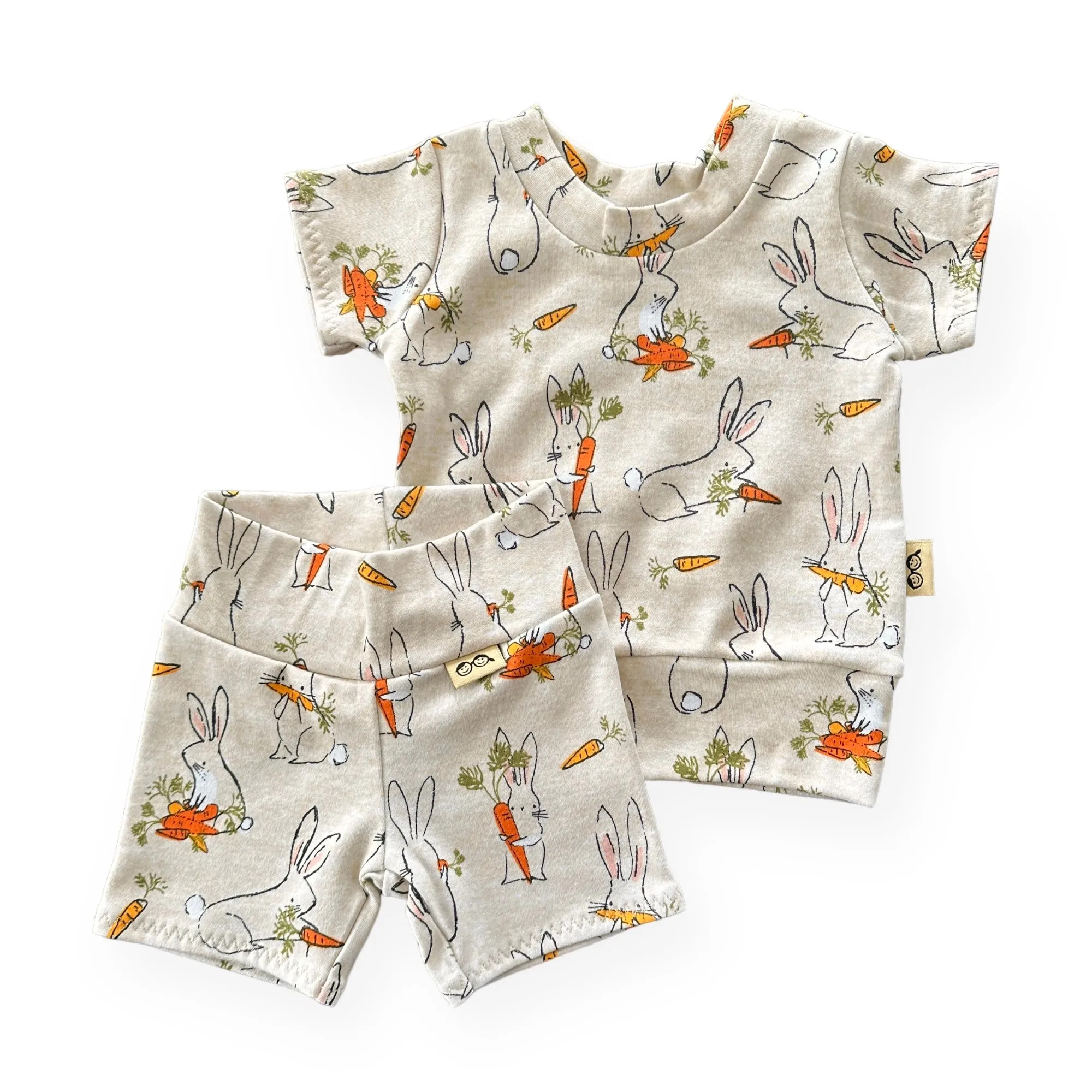 Easter Bunnies with Carrots Biker Shorts Lounge Set