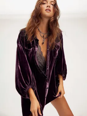Evienne Women's Gold Velvet Casual Swing Collar Blouse
