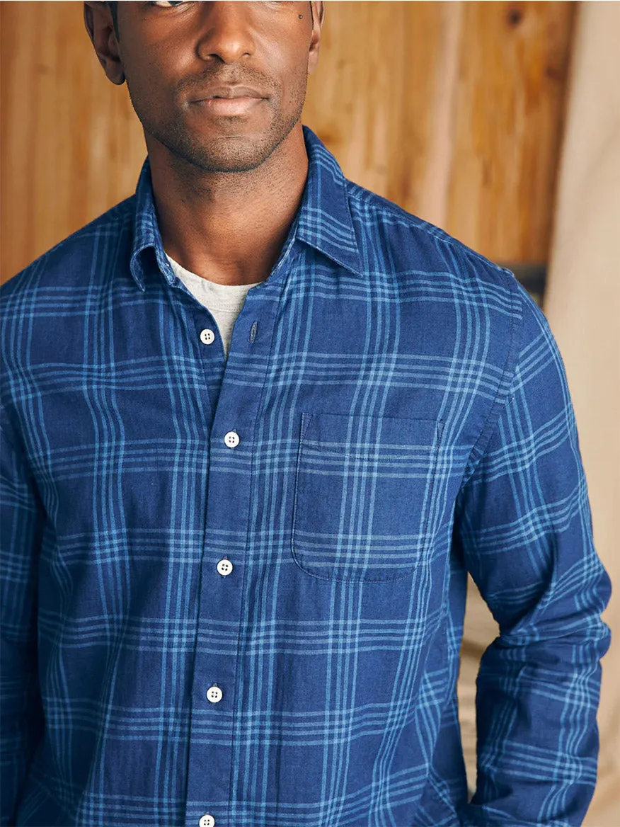 Faherty Brand Sunwashed Chambray Shirt in Navy Night Windowpane