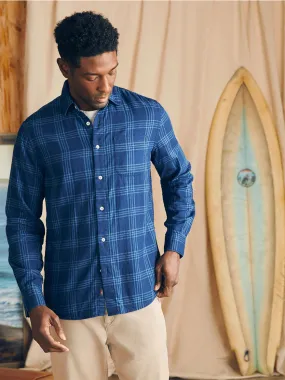 Faherty Brand Sunwashed Chambray Shirt in Navy Night Windowpane