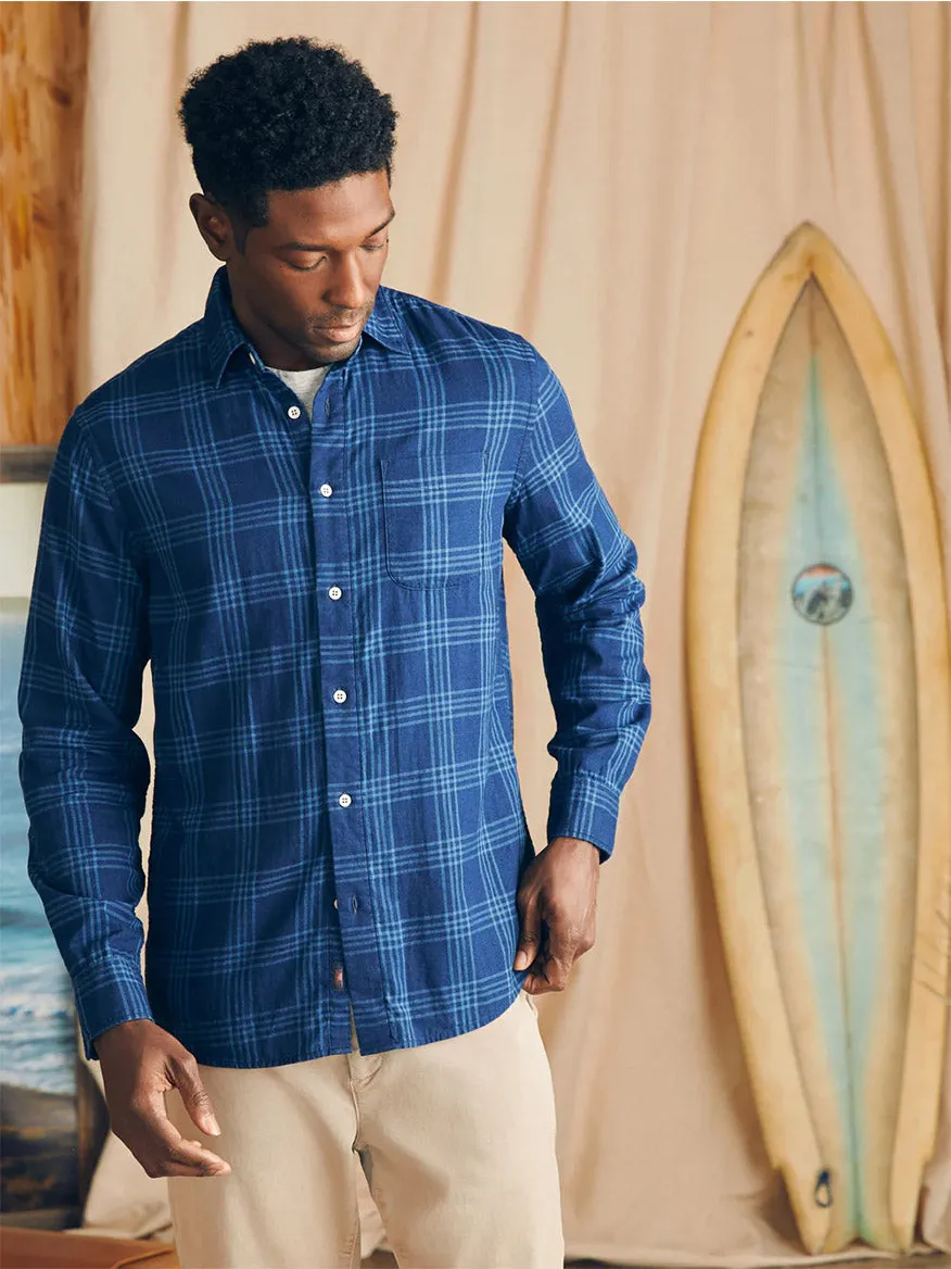 Faherty Brand Sunwashed Chambray Shirt in Navy Night Windowpane