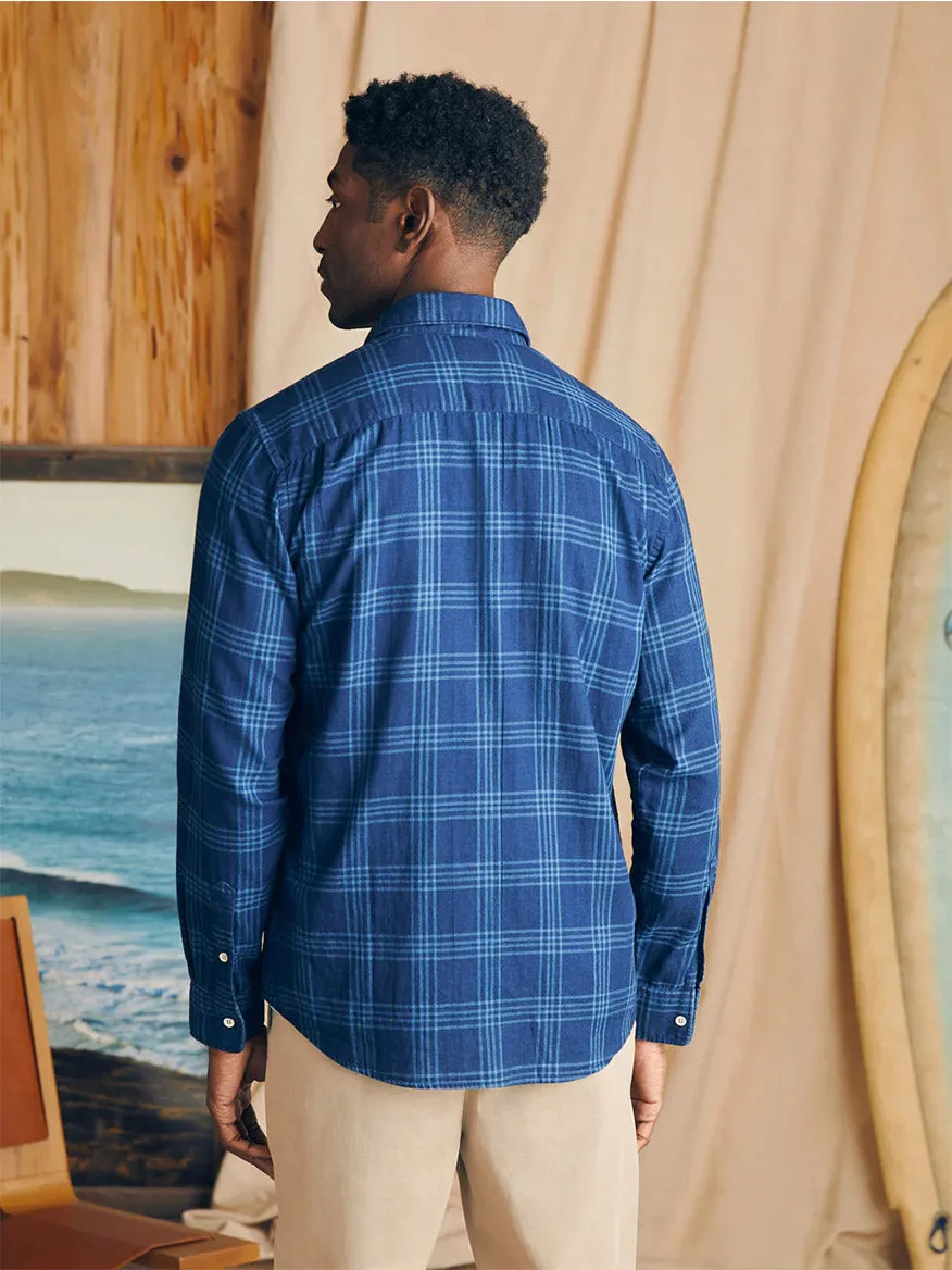 Faherty Brand Sunwashed Chambray Shirt in Navy Night Windowpane