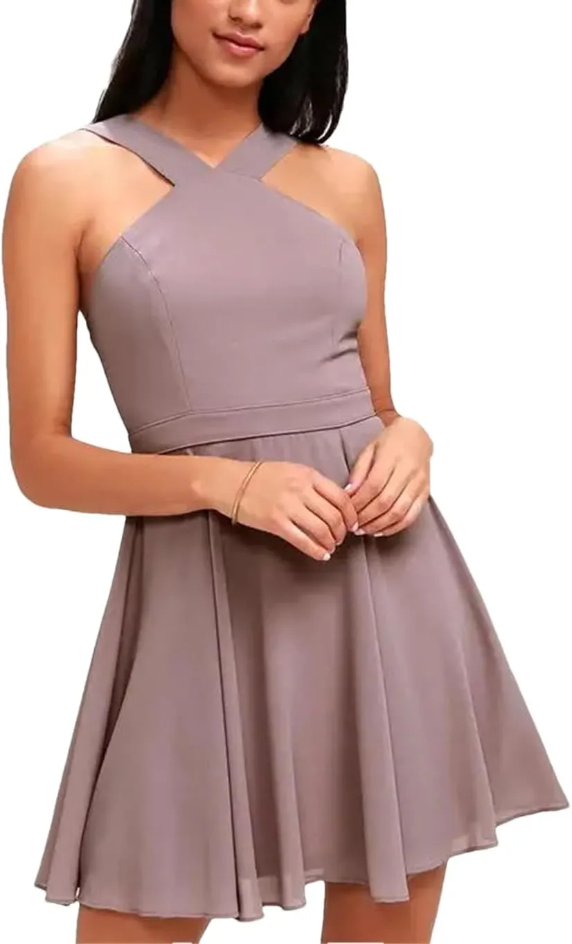 Fjnbbiot Women Sleeveless Backless Sexy Mini Dress Summer Party Back Zipper Solid Shift Dresses